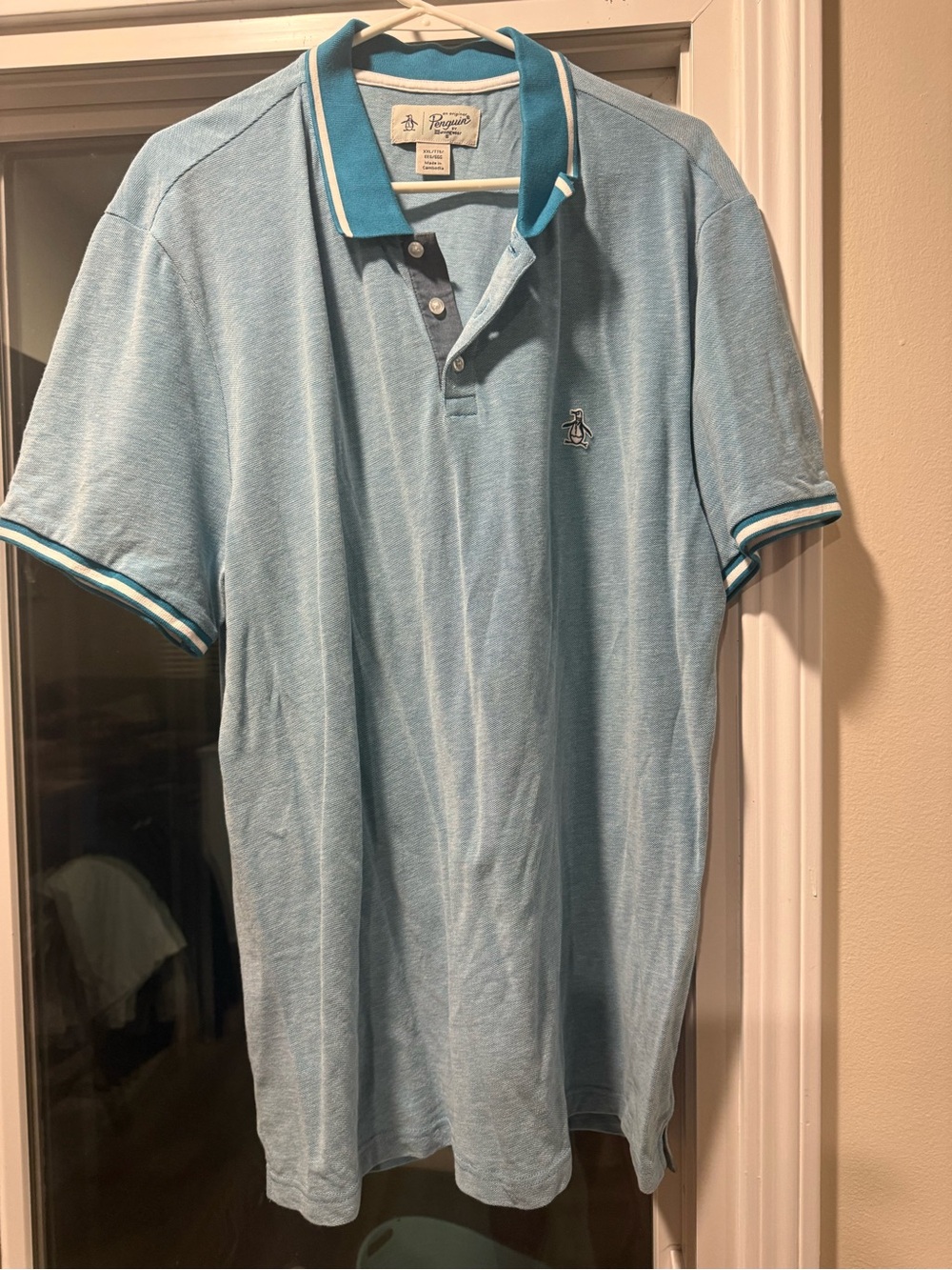 Original Penguin Light Blue Polo with Teal Trim